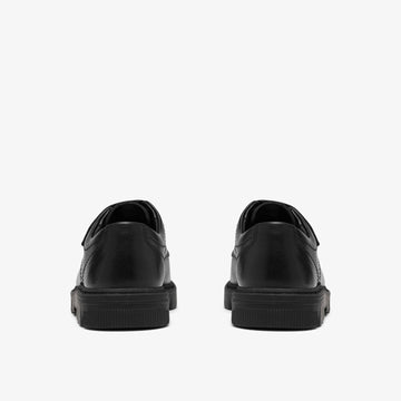 Boys Clarks Lorcam Lane Junior Black School Shoes - Black Leather