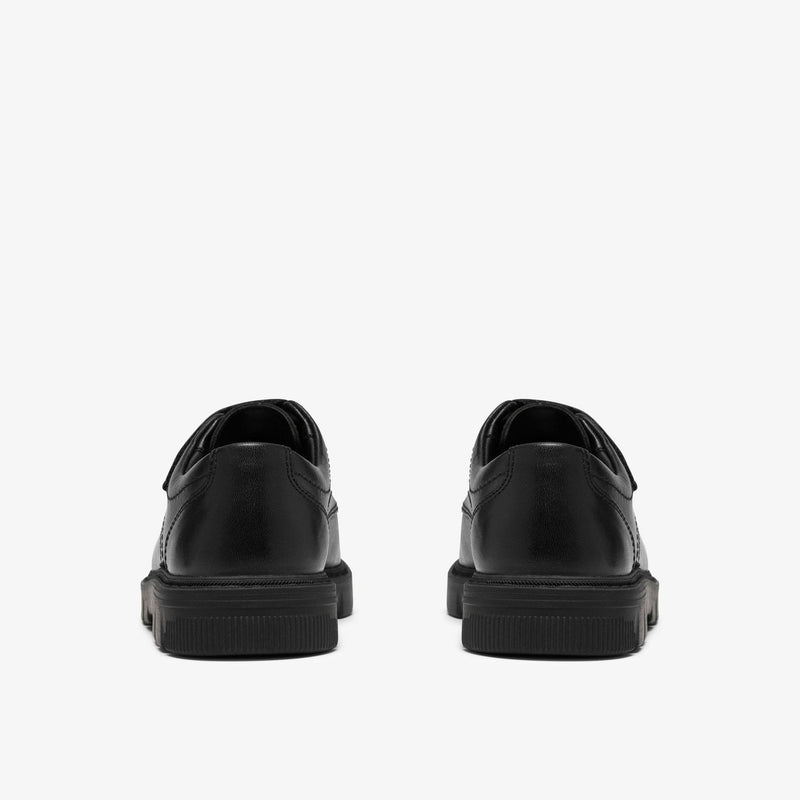 Boys Clarks Lorcam Lane Junior Black School Shoes - Black Leather