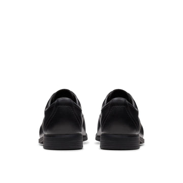Boys Clarks Jonwin Loop Youth Black School Shoes - Black