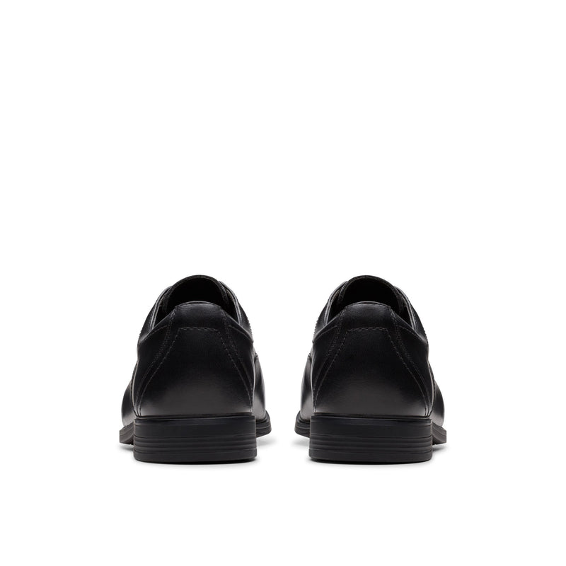 Boys Clarks Jonwin Loop Youth Black School Shoes - Black