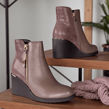 Womens Redz H366 Wedge Boots - Taupe