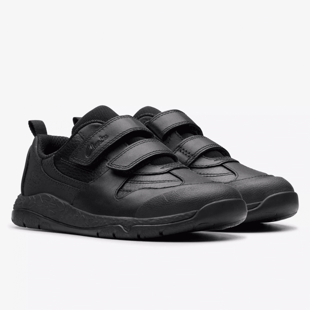 Infant Clarks Boys Steggy 2 Pace Black School Shoes