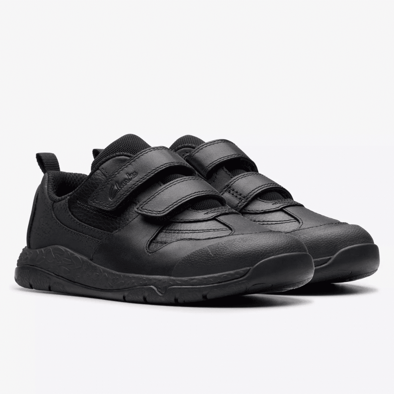 Infant Clarks Boys Steggy 2 Pace Black School Shoes - Black