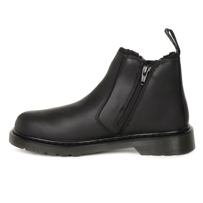 Junior Dr Martens Kids 2976 Leonore Fur Lined Chelsea Boots - Black