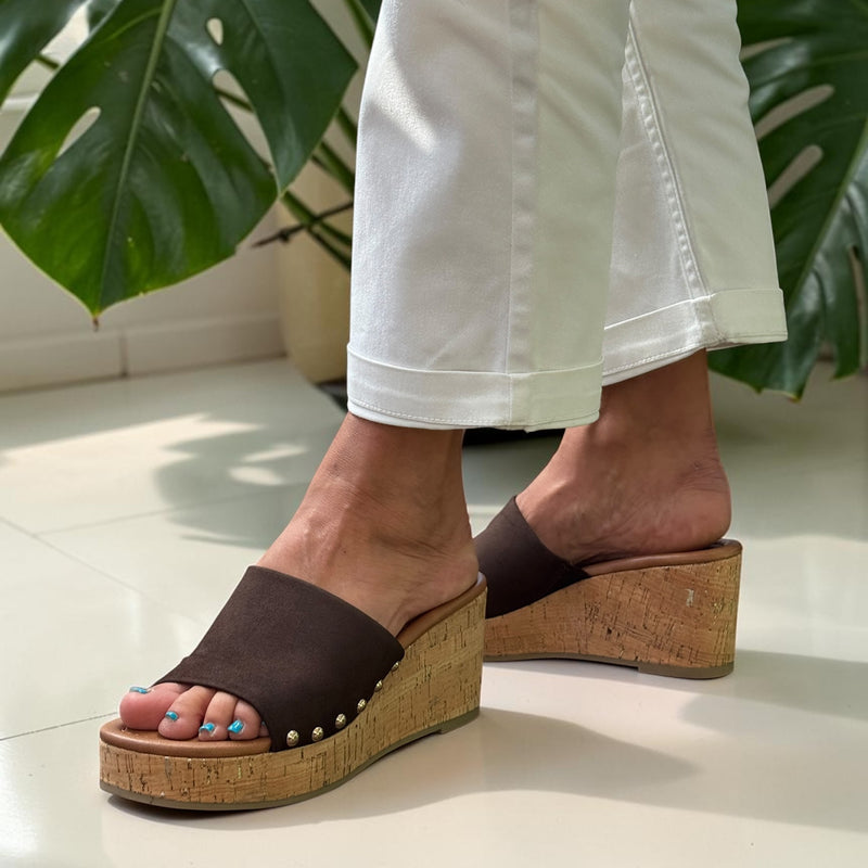 Womens Marco Tozzi 27208 Chocolate Wedge Sandals - Chocolate