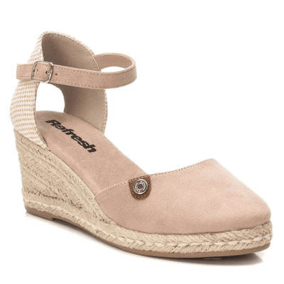 Womens Refresh 171882 Closed Toe Wedge Espadrille Sandals - Beige Gold