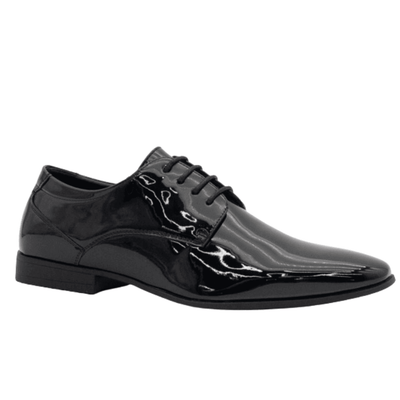 Mens Brent Shoes Seddon Black Patent Lace Up Smart Shoes - Black Patent