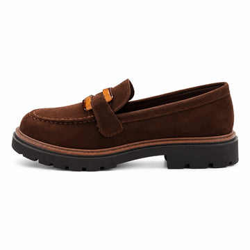 Womens Redz 25WSCF2402 Brown Suede Loafers - Brown