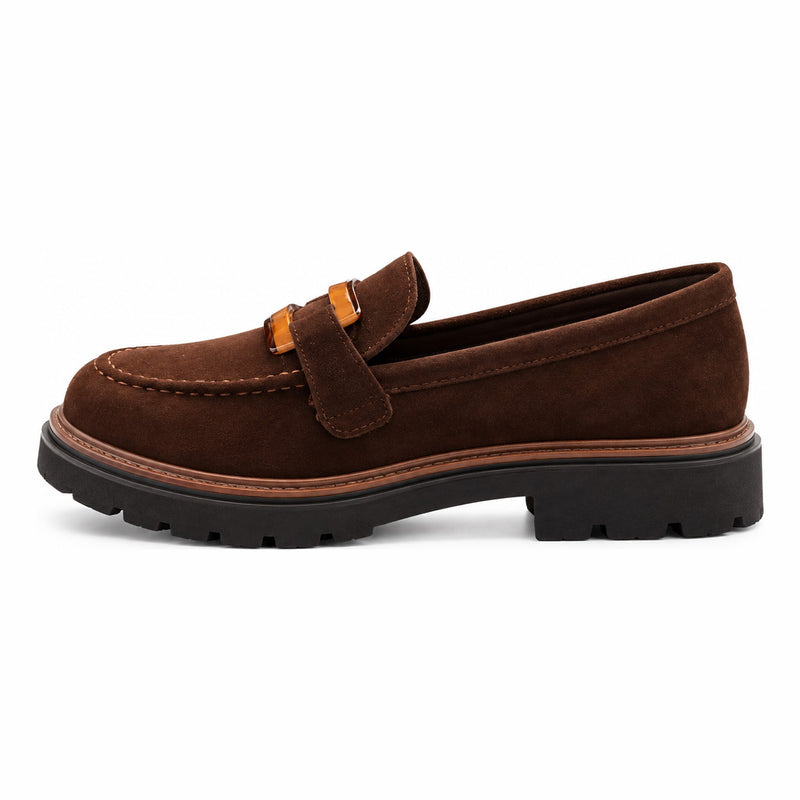 Womens Redz 25WSCF2402 Brown Suede Loafers - Brown