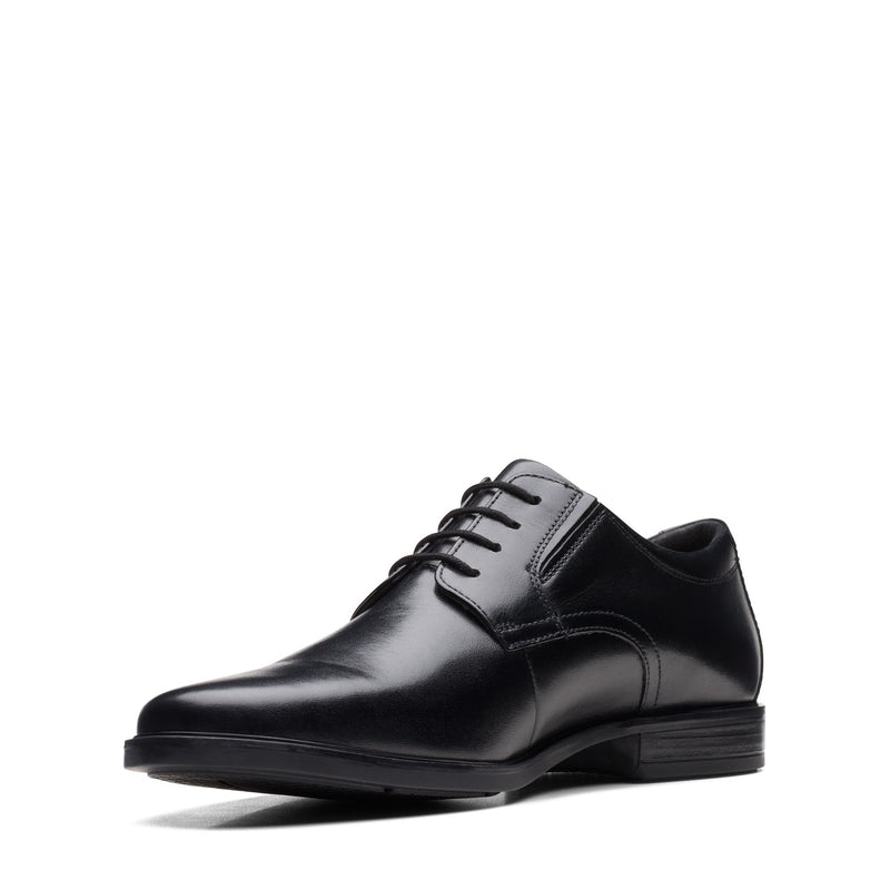 Boys Clarks Howard Walk Black School Shoes - Black