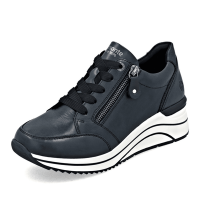 Womens Remonte D0T03 Navy Wedge Side Zip Trainers - Navy
