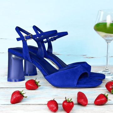Womens Tamaris 28340 Royal Blue Perspex Block Heel Sandals - Royal Blue