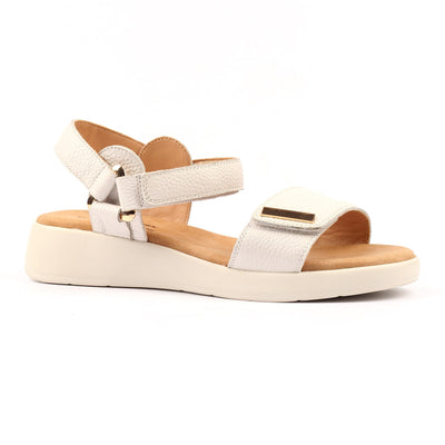 Womens Lunar JLW008 Wedge Lark Leather Sandals - White