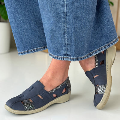 Womens Susst Navy Comfort Casual Slip-On Comfort Casual Shoe Shoe - Navy