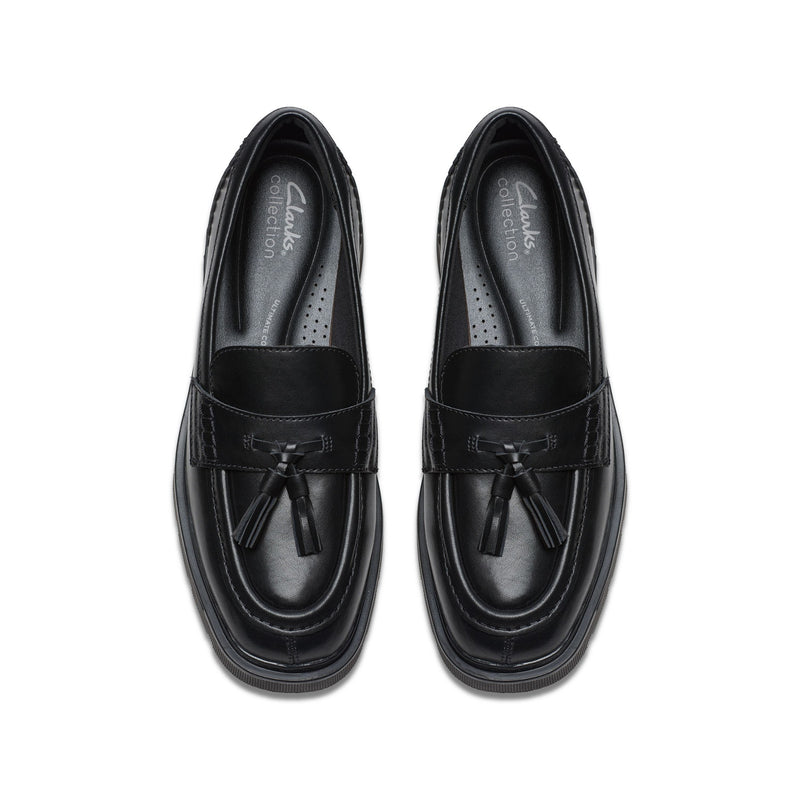 Girls Clarks Lauryl Tassel School Shoes - Black