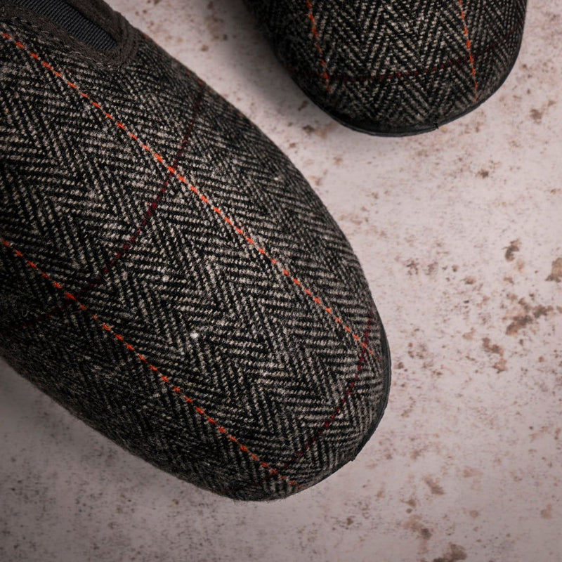Mens Lazy Dogz Harrison II Tweed Slippers - Grey