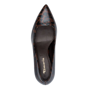 Womens Tamaris 22474 Court Shoes - Mocha Leopard