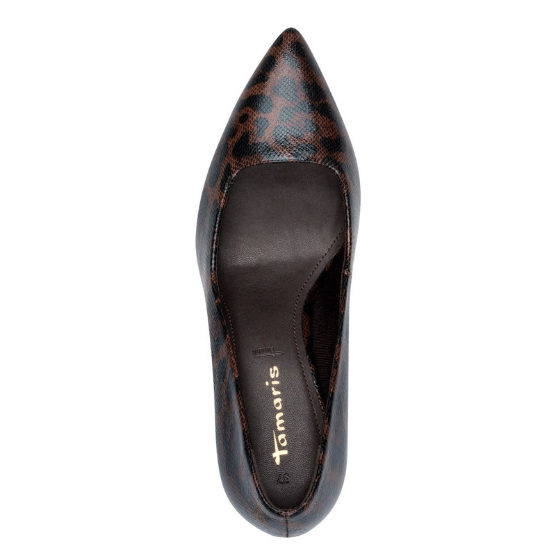 Womens Tamaris 22474 Court Shoes - Mocha Leopard