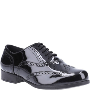 Girls Hush Puppies Kada Senior School Shoes - Black Patent