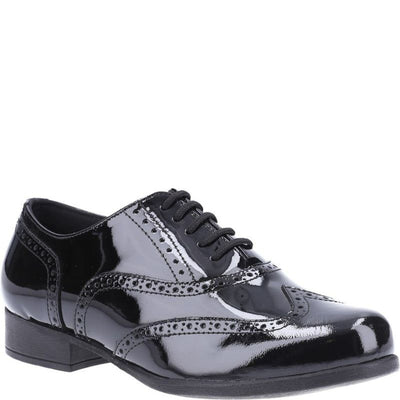 Girls Hush Puppies Kada Senior School Shoes - Black Patent