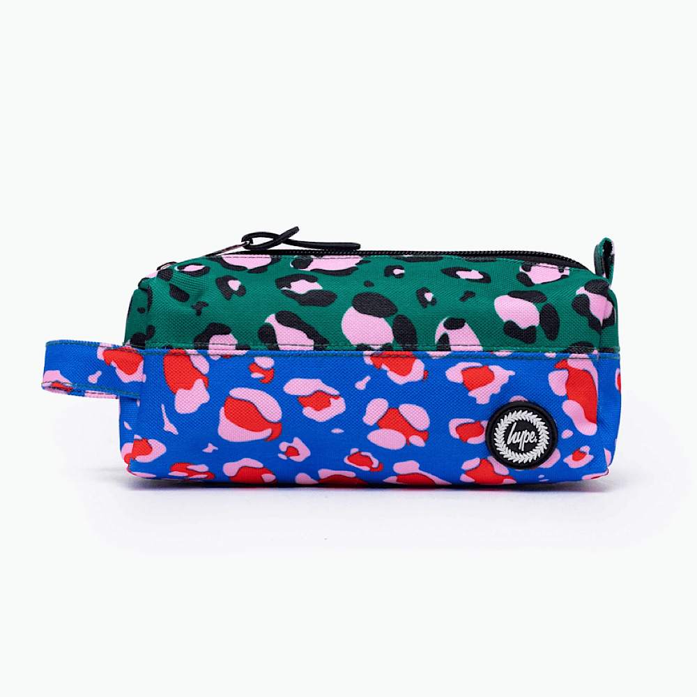Girls Hype Primary Stripe Leopard Pencilcase