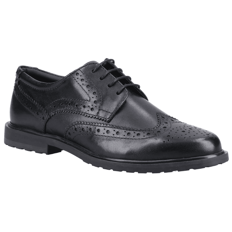 Girls Hush Puppies Verity Brogue School Shoe - Black Leather