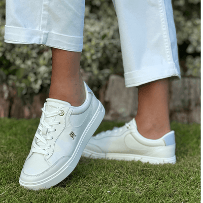 Womens Tommy Hilfiger TH Monogram Trainers - Ecru Breezy Blue