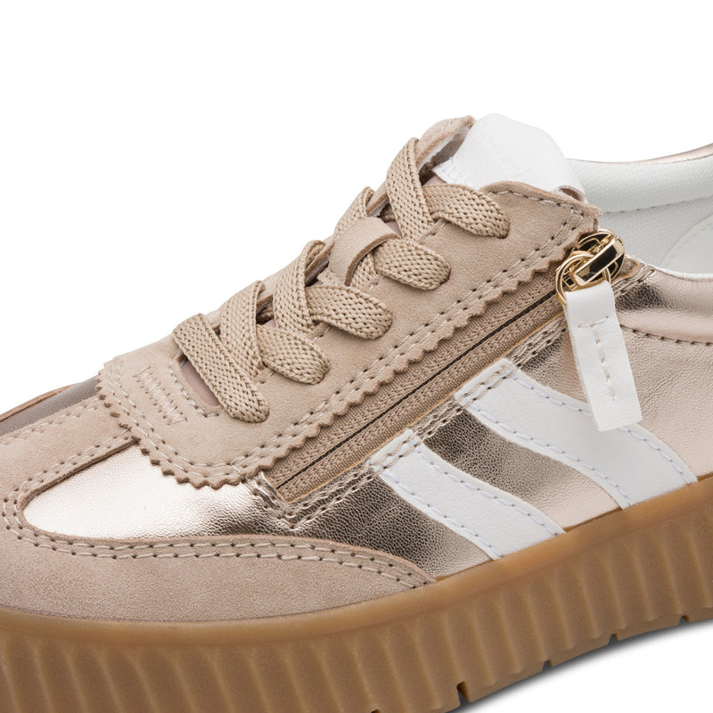 Womens Tamaris Comfort 83729 Light Gold Combination Side Zip Trainers - Light Gold Combination