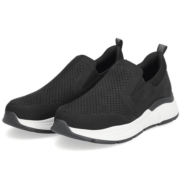 Mens Rieker B5062 Black Perforated Slip On Trainers - Black