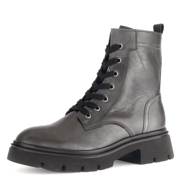Womens Gabor 51.852 Grey Metallic Lace Up Biker Boots - Grey Metallic