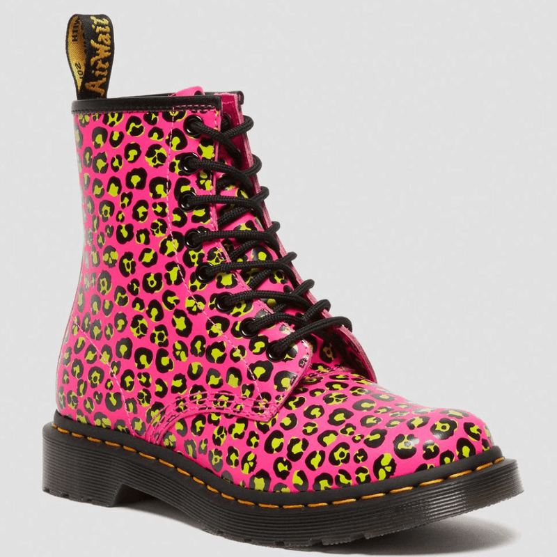 Womens Dr Martens 1460 Hair Lace Up Boots - Pink Leopard