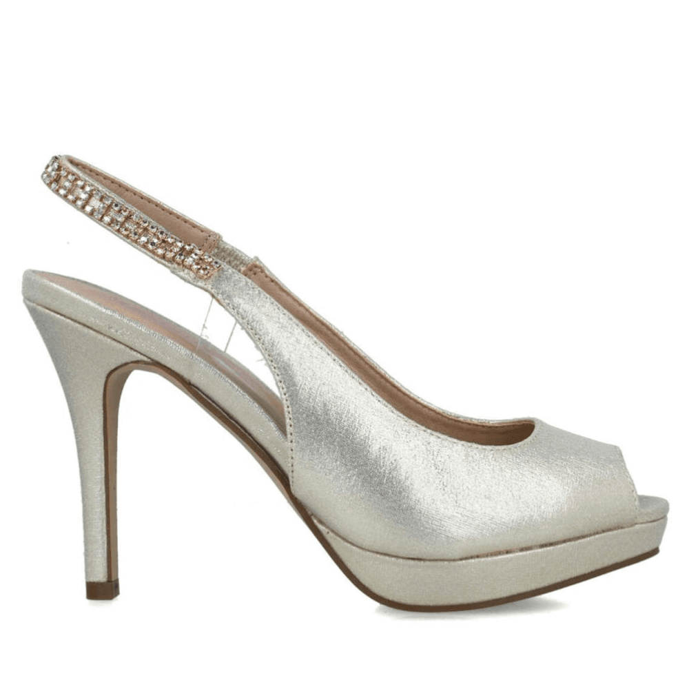 Womens Menbur 23731 Gold Diamante Slingback High Heels
