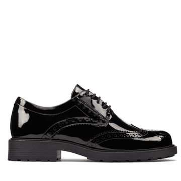 Clarks Orinoco 2 Limit Girls School Shoe - Black Patent