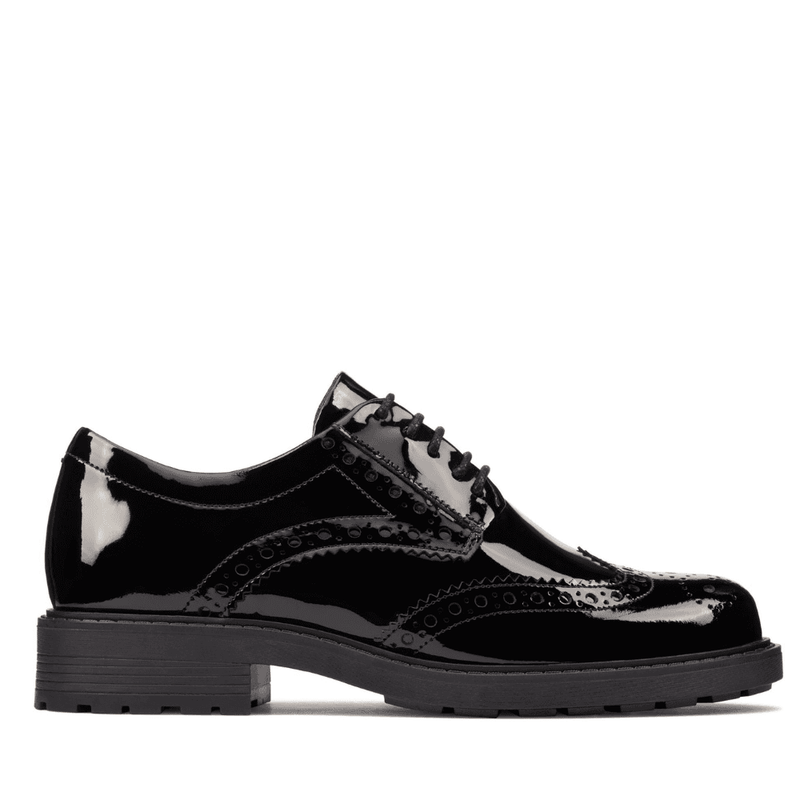 Clarks Orinoco 2 Limit Girls School Shoe - Black Patent