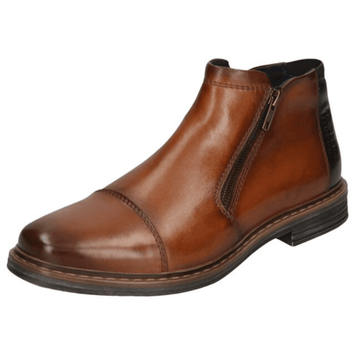 Mens Bugatti Rigalo Evo Cognac Tan Leather Double Zip Boots - Cognac - Tan
