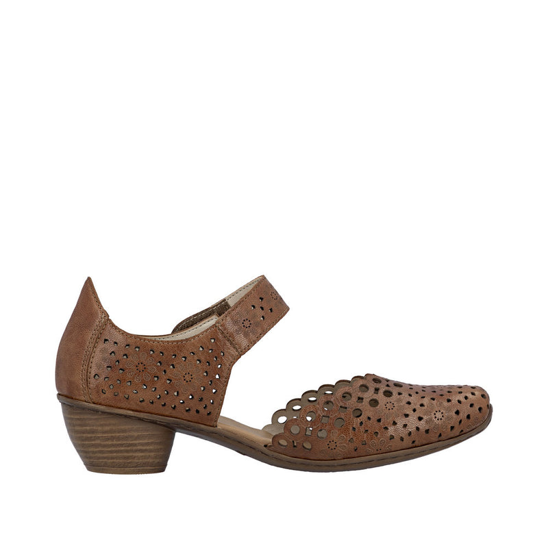 Womens Rieker 43753 Brown Heeled Sandal - Brown