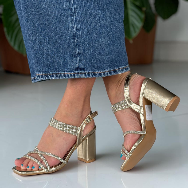 Womens Redz 3132 Heeled Sandals - Gold