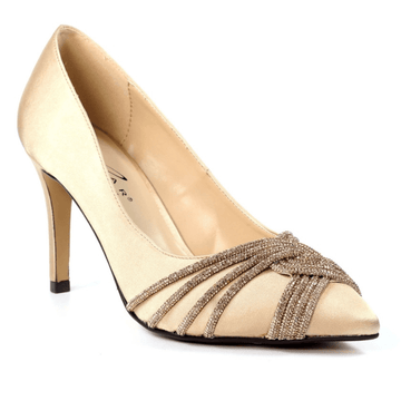 Womens Lunar Tayah Nude Diamante Twist Front Court Shoes - Nude Pink