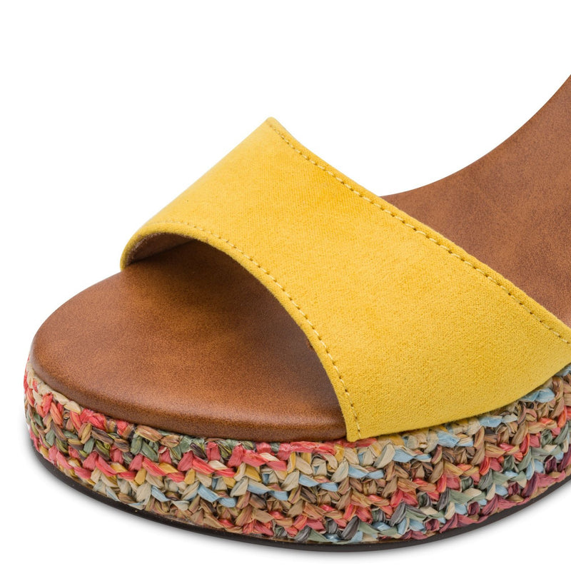 Womens Marco Tozzi 28008 Heeled Sandals - Lemon Combination