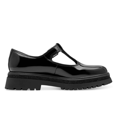 Womens Tamaris 24324 Black Shine T-Bar Shoes - Black