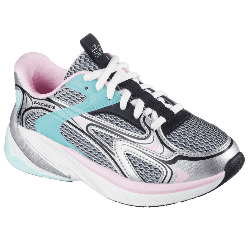 Girls Skechers S2K Sporty Trainers - Silver Multi