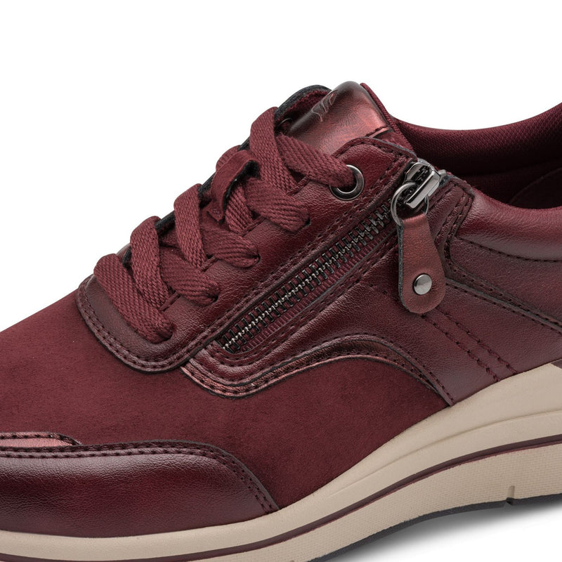 Womens Jana 23790 Bordeaux Side Zip Trainers - Bordeaux