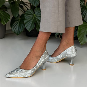 Womens Sorento Boris Shimmer Pointed Toe Heels - Silver