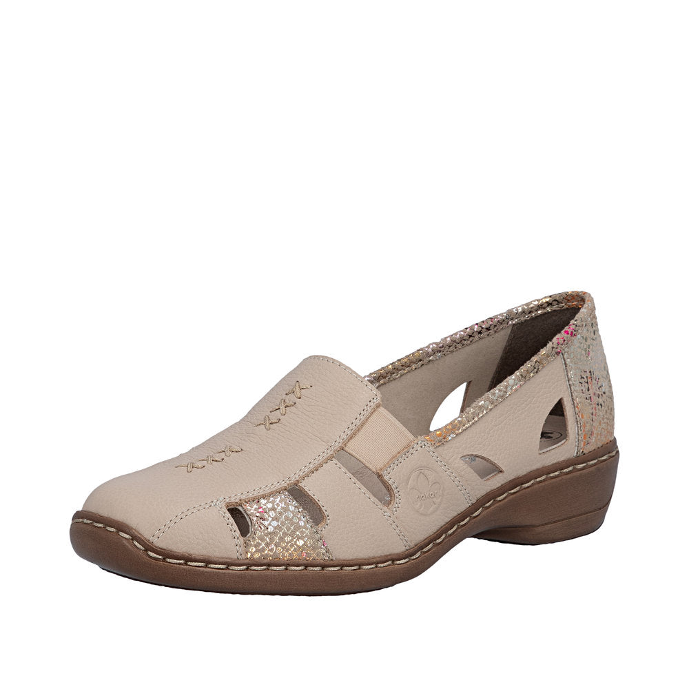 Womens Rieker 41385 Beige Heeled Sandal