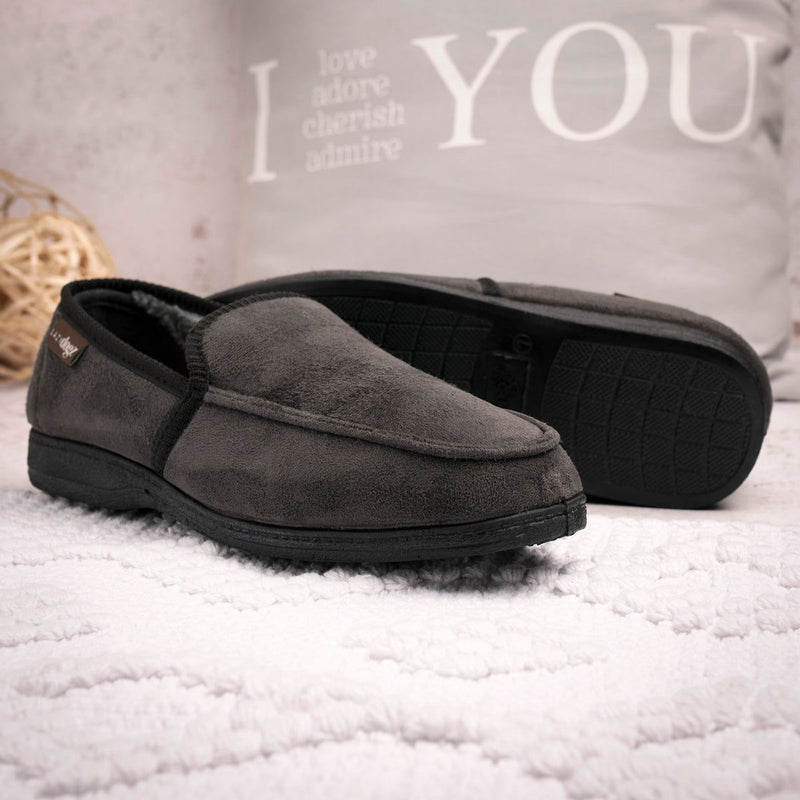Mens Lazy Dogz Eden II Memory Foam Slippers - Grey
