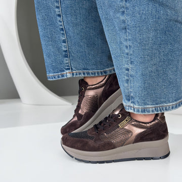 Womens Igi & Co 2173111 Brown Side Zip Wedged Trainers - Brown