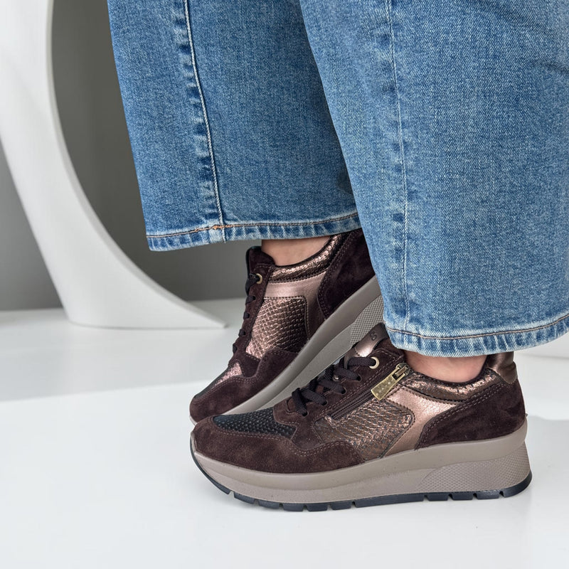 Womens Igi & Co 2173111 Brown Side Zip Wedged Trainers - Brown