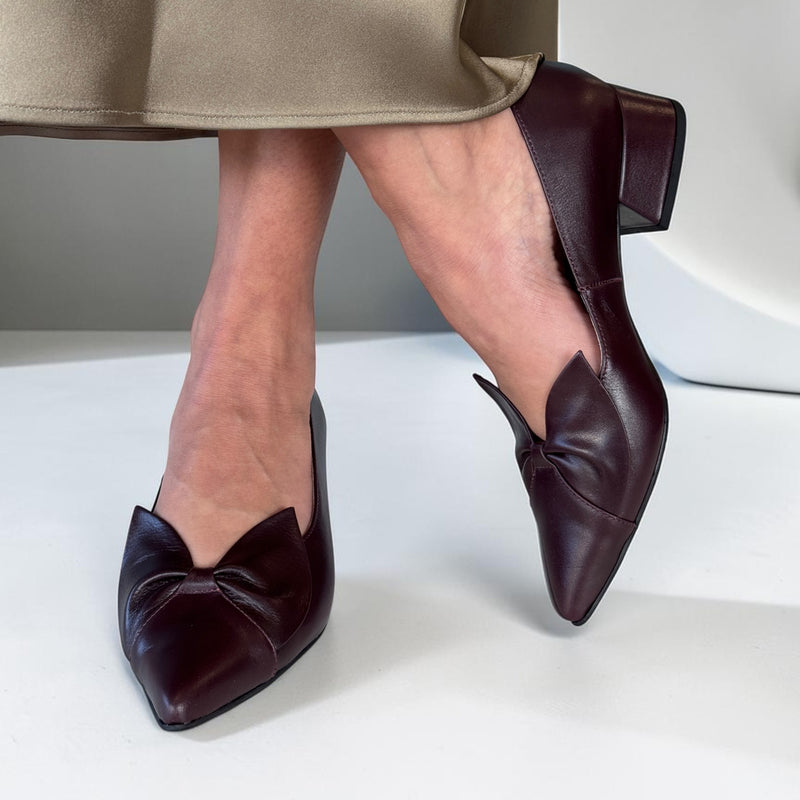 Womens Emis 8550 Burgundy Leather Court Shoes - Burgundy