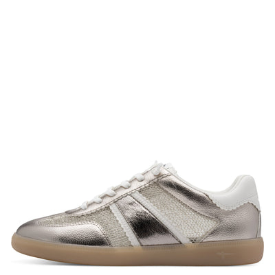 Womens Tamaris 23639 Laced Trainers - Platinum