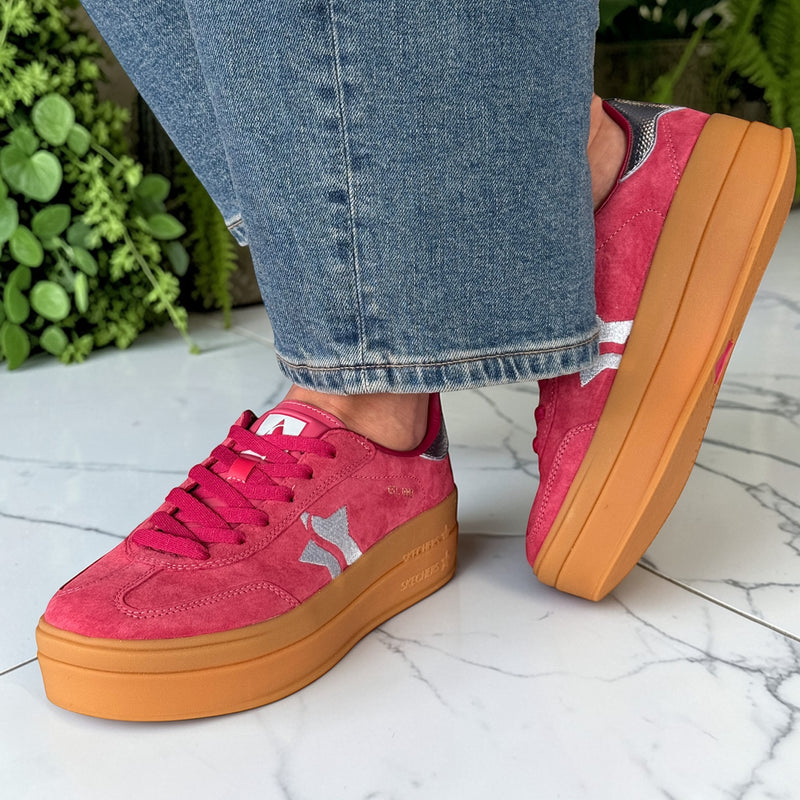Womens Skechers Academy HI Suede Elevated Trainers - Primary Red